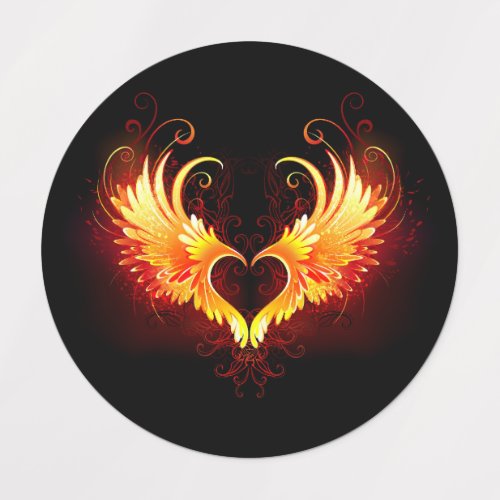 Angel Fire Heart with Wings Kids Labels