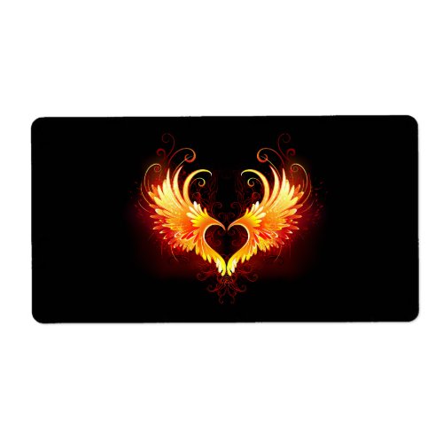 Angel Fire Heart with Wings Label