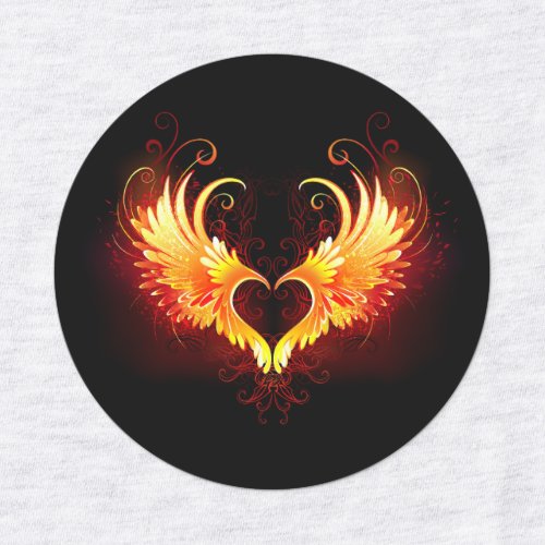 Angel Fire Heart with Wings Labels