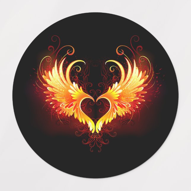 Angel Fire Heart with Wings Labels (Design 1)