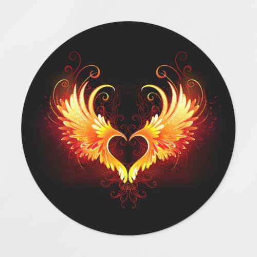 Angel Fire Heart with Wings Labels