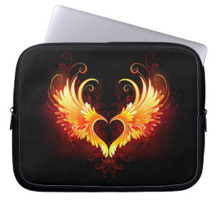 Angel Fire Heart with Wings Laptop Sleeve