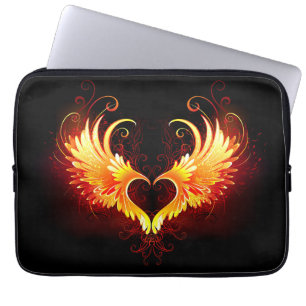 Angel Fire Heart with Wings Laptop Sleeve