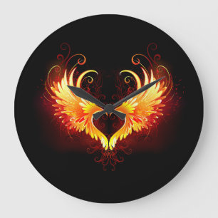 Angel Fire Heart with Wings Large Clock