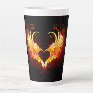 Angel Fire Heart with Wings Latte Mug