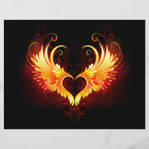 Angel Fire Heart with Wings Letterhead