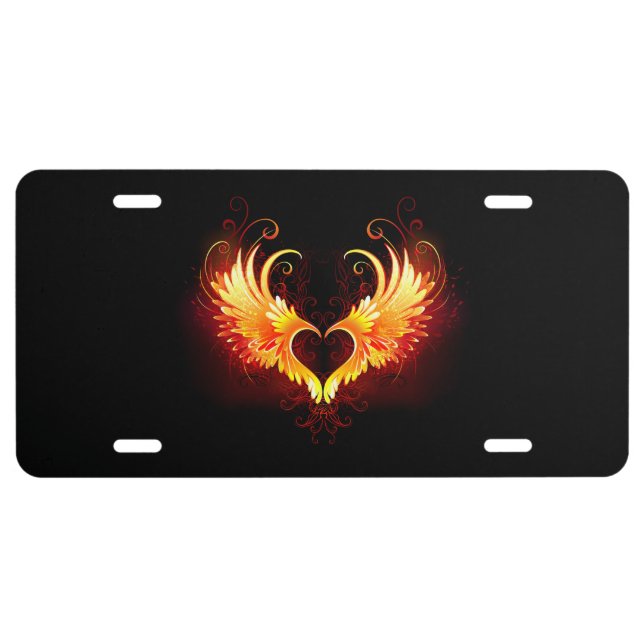 Angel Fire Heart with Wings License Plate (Front)