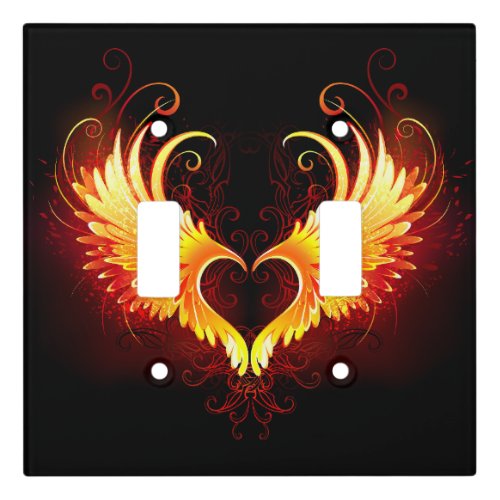 Angel Fire Heart with Wings Light Switch Cover