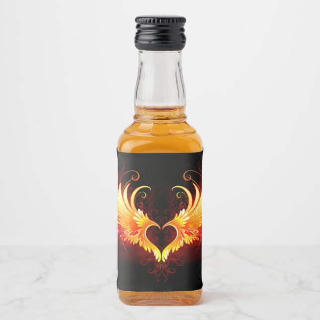 Angel Fire Heart with Wings Liquor Bottle Label (Front)