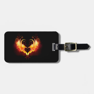 Angel Fire Heart with Wings Luggage Tag