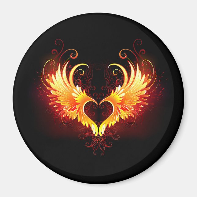 Angel Fire Heart with Wings Magnet (Front)