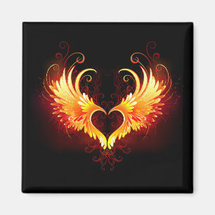 Angel Fire Heart with Wings Magnet