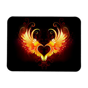 Angel Fire Heart with Wings Magnet