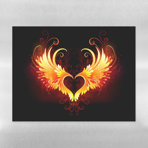 Angel Fire Heart with Wings Magnetic Dry Erase Sheet