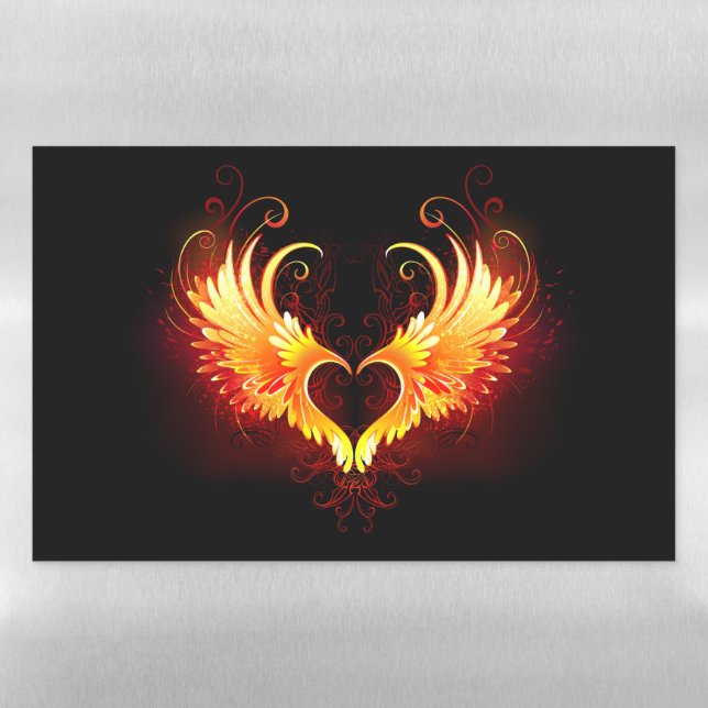Angel Fire Heart with Wings Magnetic Dry Erase Sheet (Horizontal)