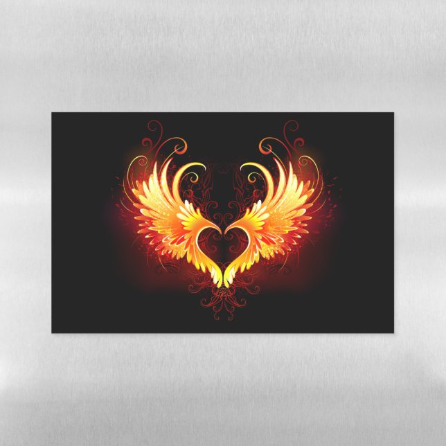 Angel Fire Heart with Wings Magnetic Dry Erase Sheet (Horizontal)