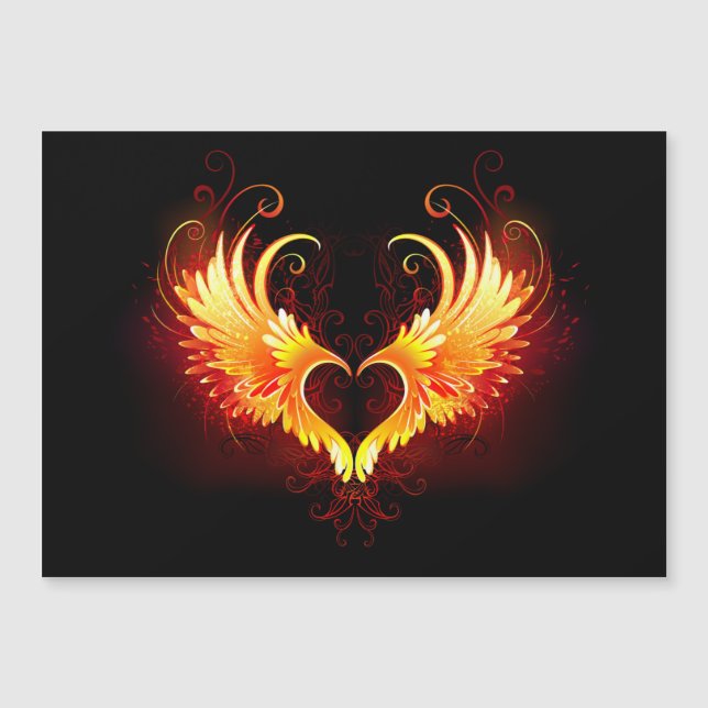 Angel Fire Heart with Wings Magnetic Invitation (Front)