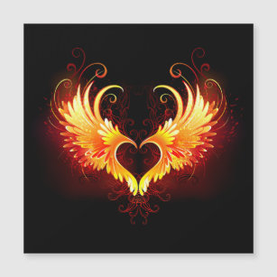 Angel Fire Heart with Wings Magnetic Invitation