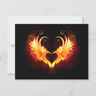 Angel Fire Heart with Wings Magnetic Invitation