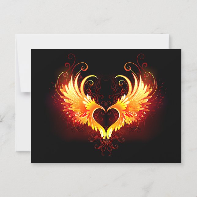 Angel Fire Heart with Wings Magnetic Invitation (Front)