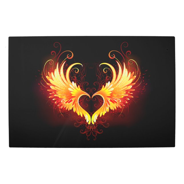 Angel Fire Heart with Wings Metal Print (Front)