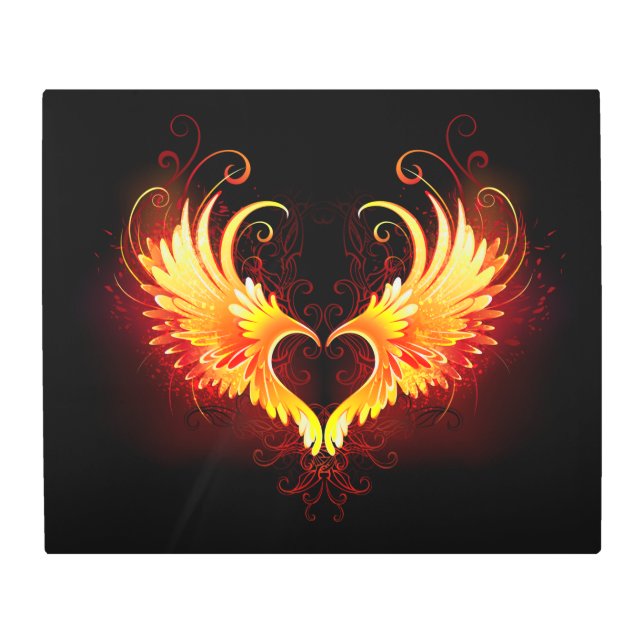 Angel Fire Heart with Wings Metal Print (Front)