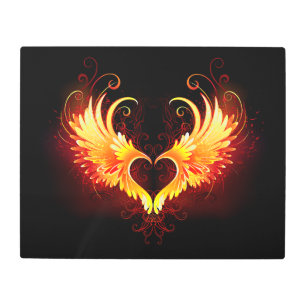 Angel Fire Heart with Wings Metal Print