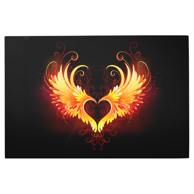 Angel Fire Heart with Wings Metal Print (Front)