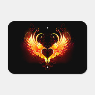 Angel Fire Heart with Wings Metal Sign