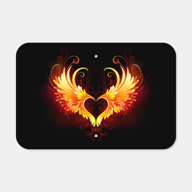 Angel Fire Heart with Wings Metal Sign (Front)