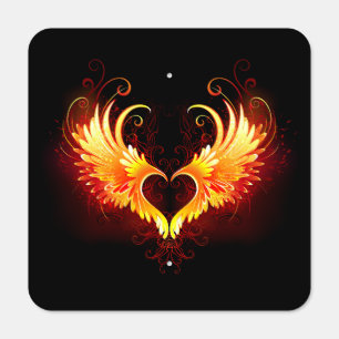 Angel Fire Heart with Wings Metal Sign