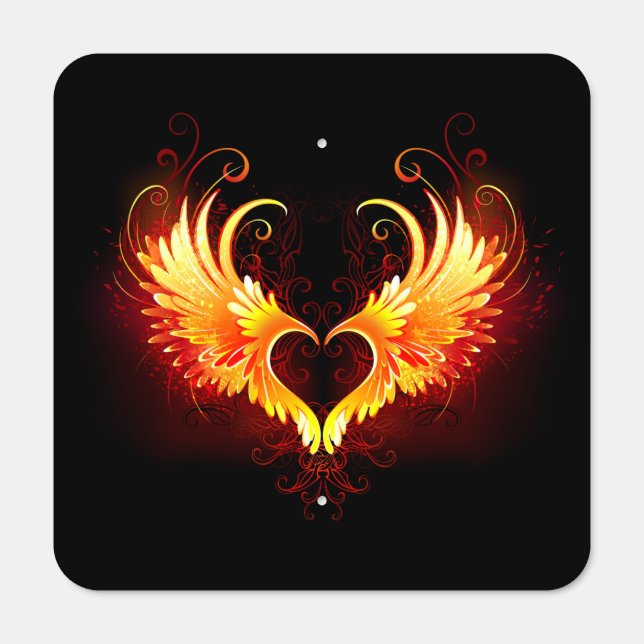 Angel Fire Heart with Wings Metal Sign (Front)