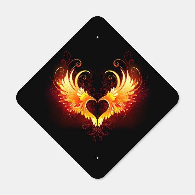 Angel Fire Heart with Wings Metal Sign (Front)