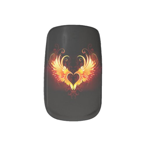 Angel Fire Heart with Wings Minx Nail Art