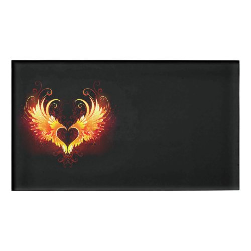 Angel Fire Heart with Wings Name Tag