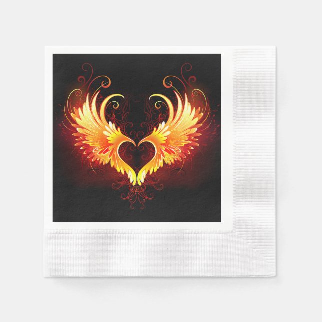 Angel Fire Heart with Wings Napkins (Front)
