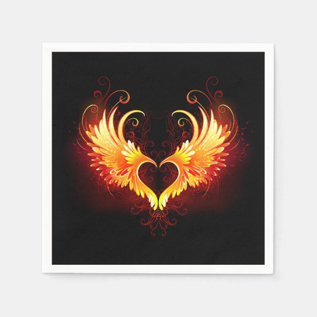 Angel Fire Heart with Wings Napkins (Front)