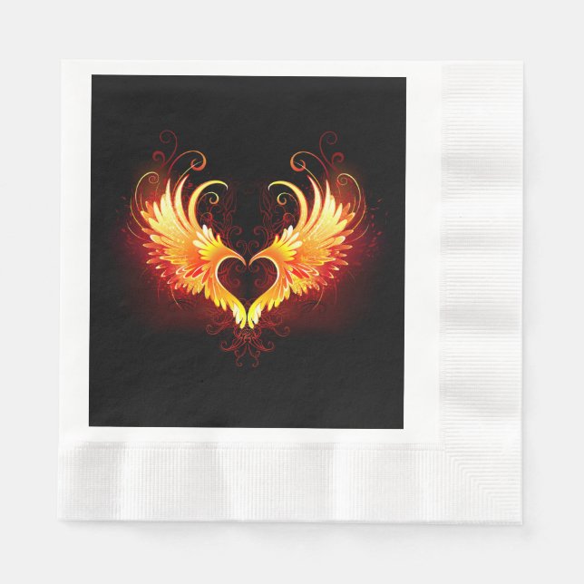 Angel Fire Heart with Wings Napkins (Front)