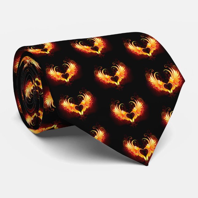Angel Fire Heart with Wings Neck Tie (Rolled)