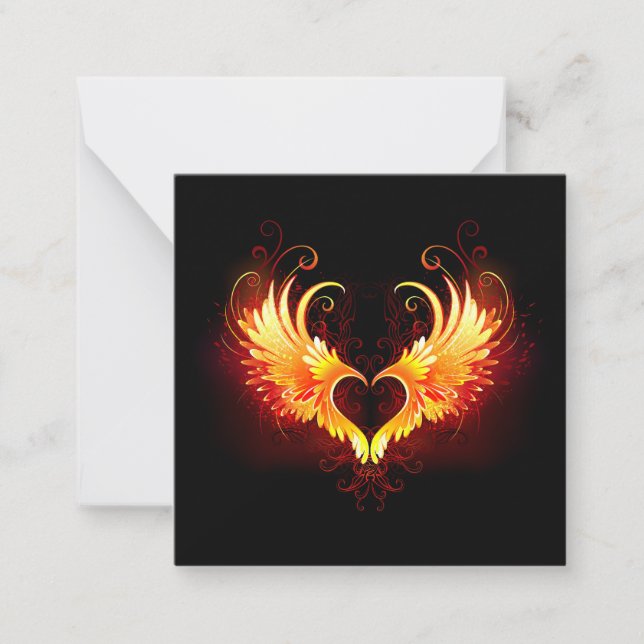 Angel Fire Heart with Wings Note Card (Front)