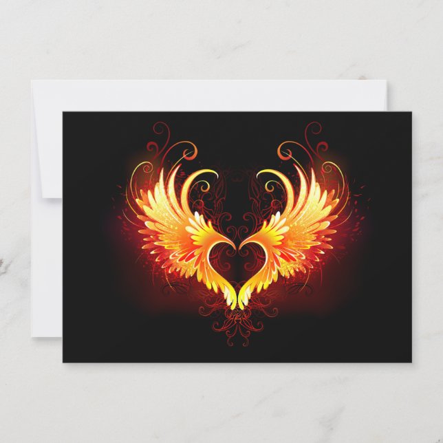Angel Fire Heart with Wings Note Card (Front)
