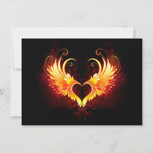 Angel Fire Heart with Wings Note Card