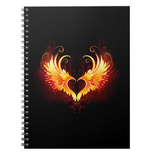 Angel Fire Heart with Wings Notebook