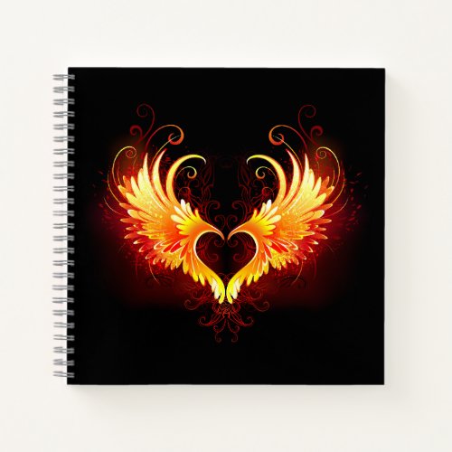 Angel Fire Heart with Wings Notebook