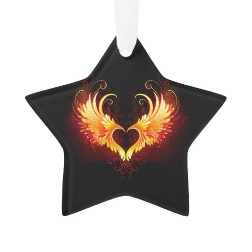 Angel Fire Heart with Wings Ornament