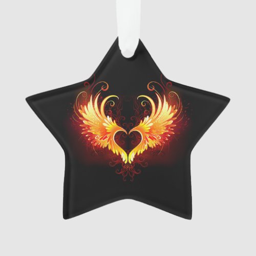 Angel Fire Heart with Wings Ornament