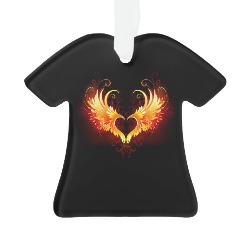 Angel Fire Heart with Wings Ornament