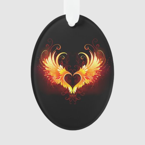 Angel Fire Heart with Wings Ornament