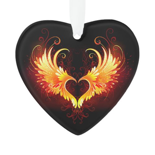 Angel Fire Heart with Wings Ornament