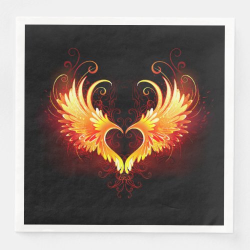 Angel Fire Heart with Wings Paper Dinner Napkins